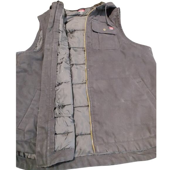 Wrangler Workwear Full Zip Denim Vest Jacket Hooded Pockets Black Mens 2XL - Picture 4 of 4